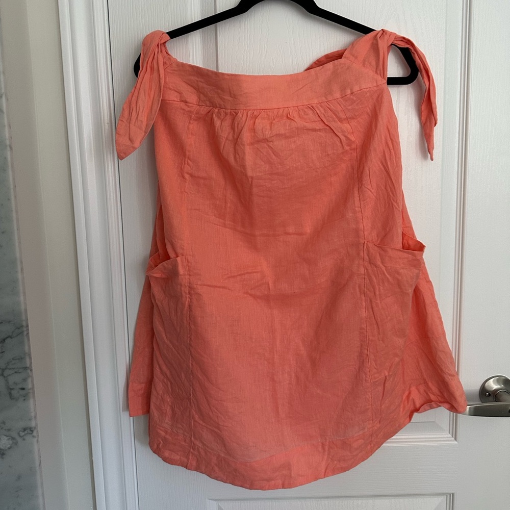 Free People Coral Linen Cotton Mini Dress